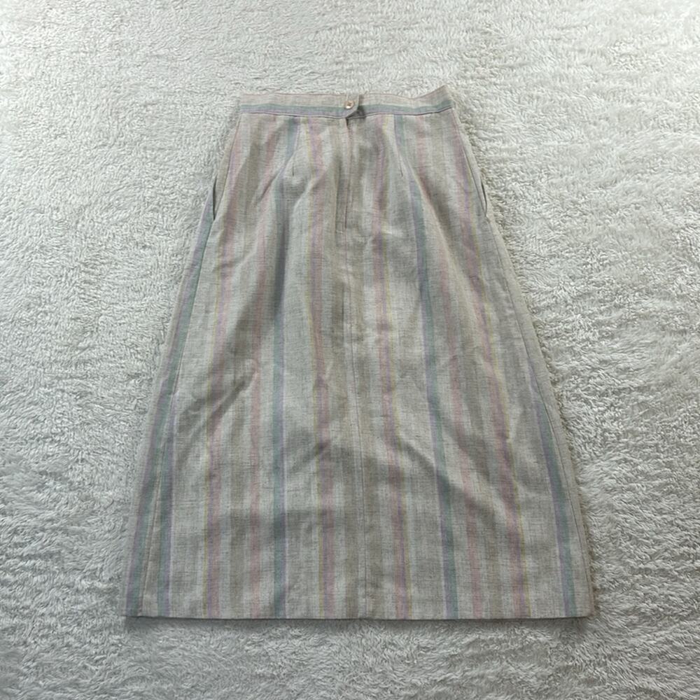 Vintage Star City linen feel a line cream striped midi skirt, size xs - s - Picture 6 of 6